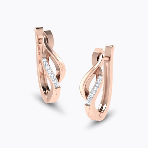 Swerve Diamond Hoop Earrings Diamond Earrings 18 Karat Rose Gold Swerve Diamond Hoop Earrings