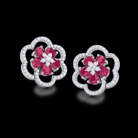 Trio Floral Gemstone Stud Earrings Trio Floral Gemstone Stud Earrings