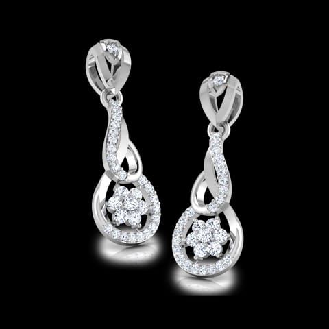 Interlooped Floral Diamond Drop Earrings
