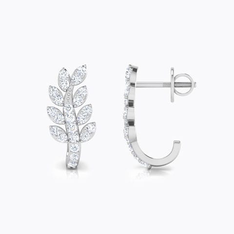Leafy Creeper Diamond Hoop Earrings