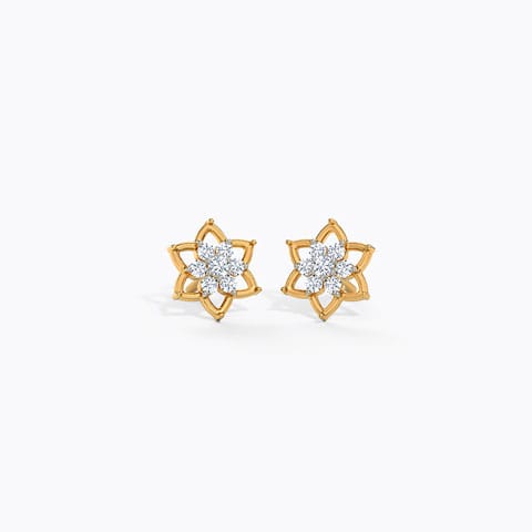 Floweret Cluster Diamond Stud Earrings