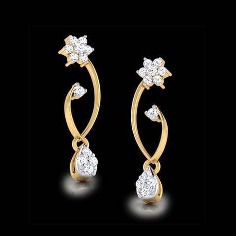 Floral Swirl Diamond Drop Earrings