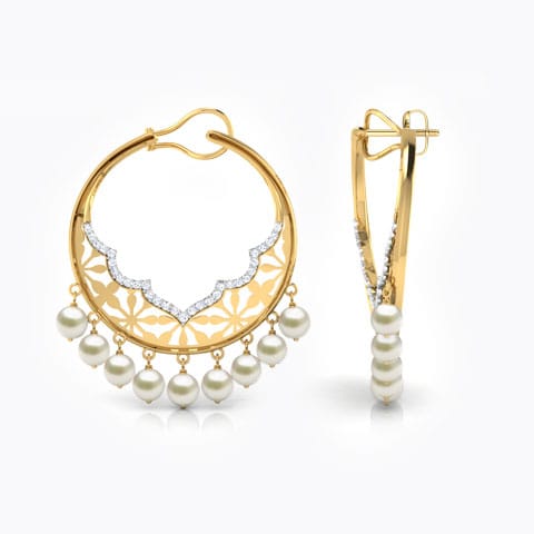 Bini Wavy Pearl Chand Bali Bini Wavy Pearl Chand Bali