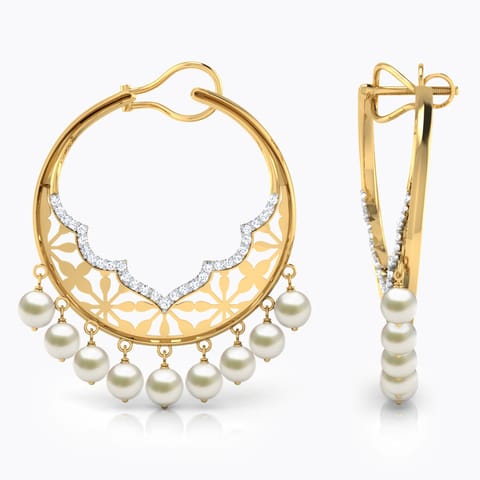 Bini Wavy Pearl Chand Bali Bini Wavy Pearl Chand Bali