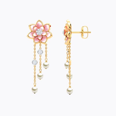 Lotus Pearl Drop Earrings