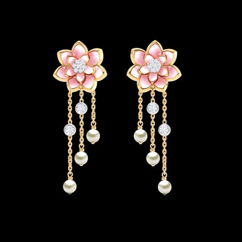 Lotus Pearl Drop Earrings