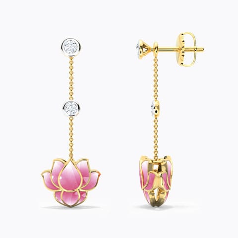 Dew Lotus Diamond Drops Earrings Dew Lotus Diamond Drops Earrings