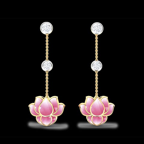 Dew Lotus Diamond Drops Earrings Dew Lotus Diamond Drops Earrings