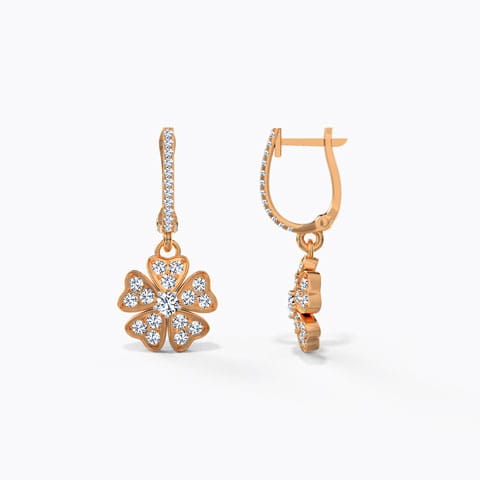 Clover Heart Flora Diamond Hoop Earrings Clover Heart Flora Diamond Hoop Earrings
