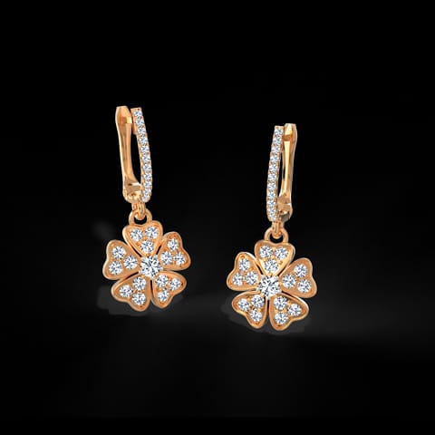 Clover Heart Flora Diamond Hoop Earrings Clover Heart Flora Diamond Hoop Earrings