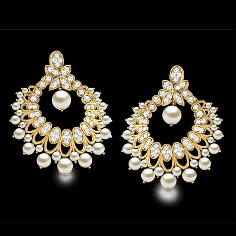 Aara Droplet Pearl Chand Bali Aara Droplet Pearl Chand Bali