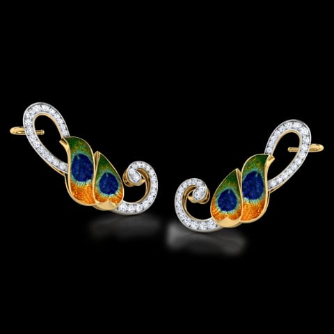 Peacock Plumes Diamond Ear Cuffs