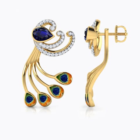 Glory Peacock Detachable Gemstone Drop Earrings Glory Peacock Detachable Gemstone Drop Earrings