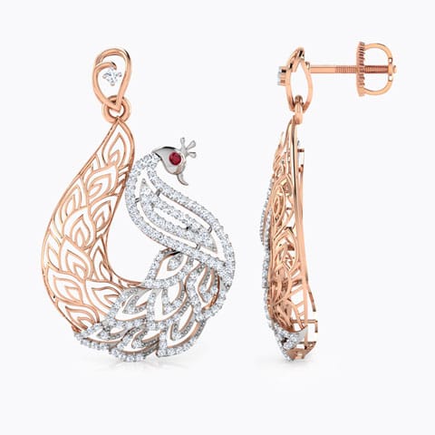 Peafowl Trellis Gemstone Drop Earrings Peafowl Trellis Gemstone Drop Earrings