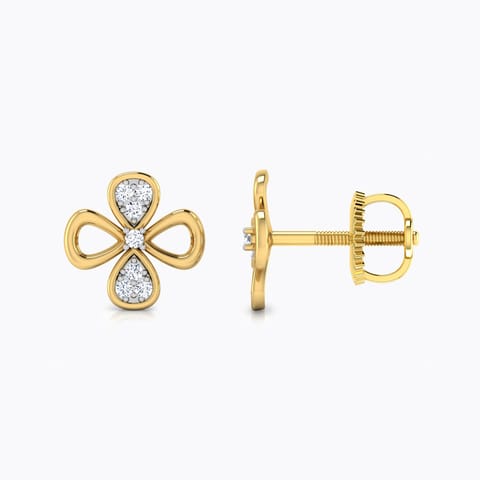 Two Petal Mismatched Diamond Stud Earrings Two Petal Mismatched Diamond Stud Earrings