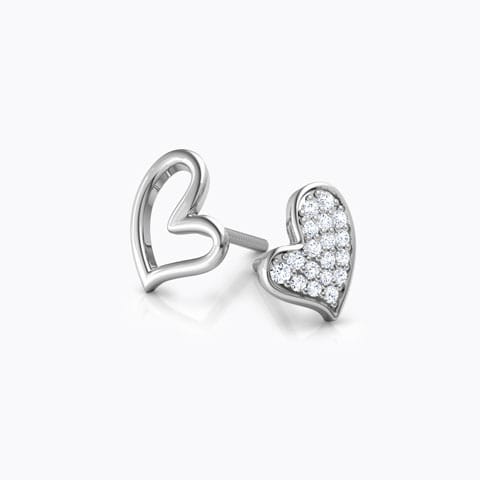Full Heart Mismatched Diamond Stud Earrings Full Heart Mismatched Diamond Stud Earrings