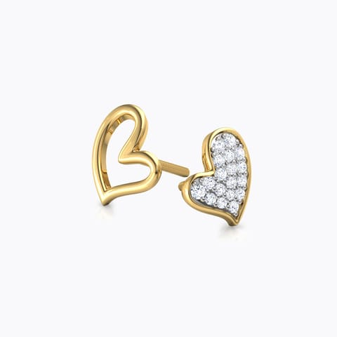 Full Heart Mismatched Diamond Stud Earrings Full Heart Mismatched Diamond Stud Earrings