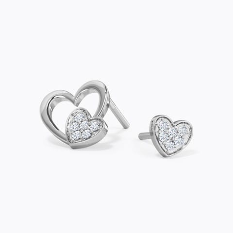 Heart & Heart Mismatched Diamond Stud Earrings Heart & Heart Mismatched Diamond Stud Earrings
