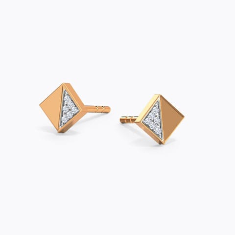 Squarish Multi Pierced Diamond Stud Earrings