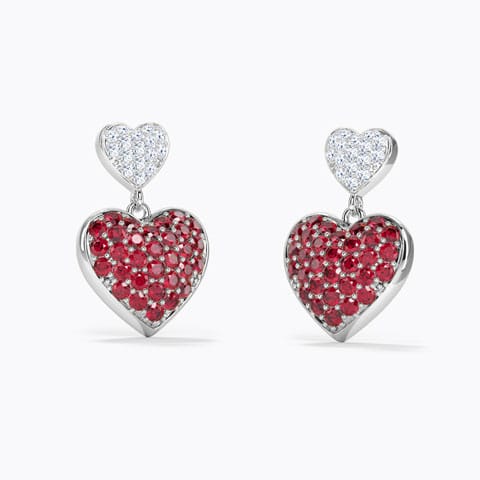 Duo Heart Gemstone Drop Earrings Duo Heart Gemstone Drop Earrings