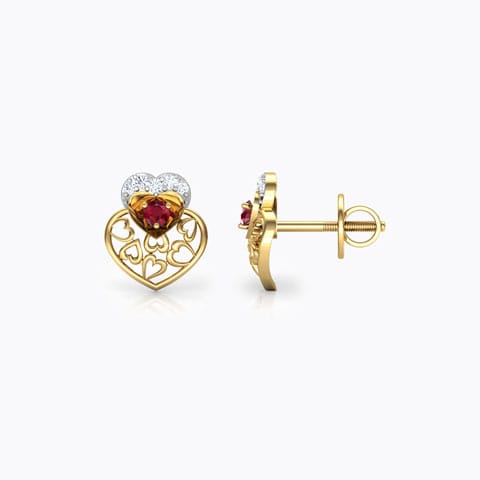 Alluring Heart Gemstone Stud Earrings