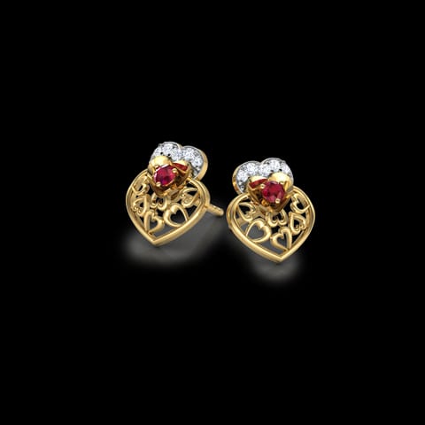 Alluring Heart Gemstone Stud Earrings