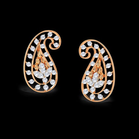 Deco Paisley Diamond Stud Earrings