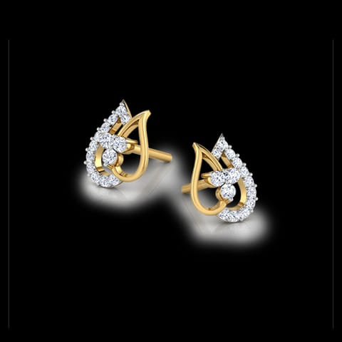 Altair Leaf Diamond Stud Earrings