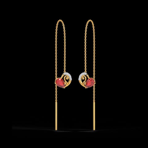 Dazzling Heart Gemstone Sui Dhaga Earrings Dazzling Heart Gemstone Sui Dhaga Earrings