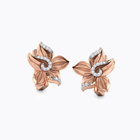 Crocus Flower Diamond Hoop Earrings