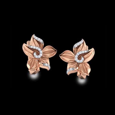 Crocus Flower Diamond Hoop Earrings