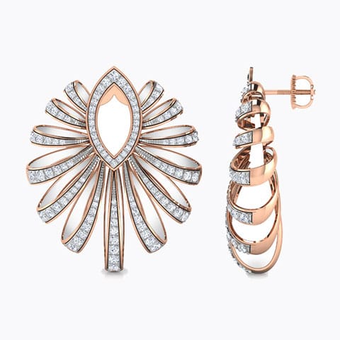 Unfurled Ribbon Diamond Hoop Earrings