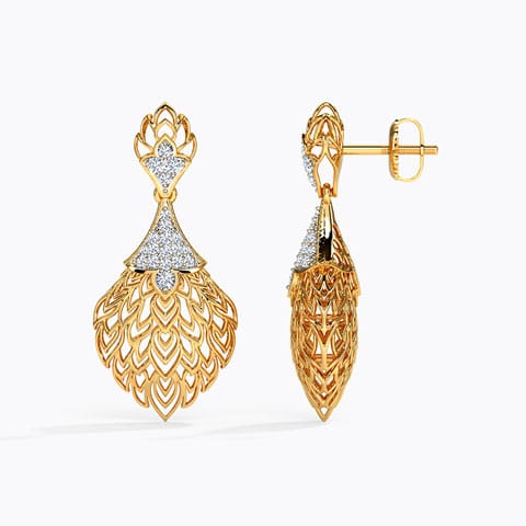 Batino Leaf Diamond Drop Earrings Batino Leaf Diamond Drop Earrings