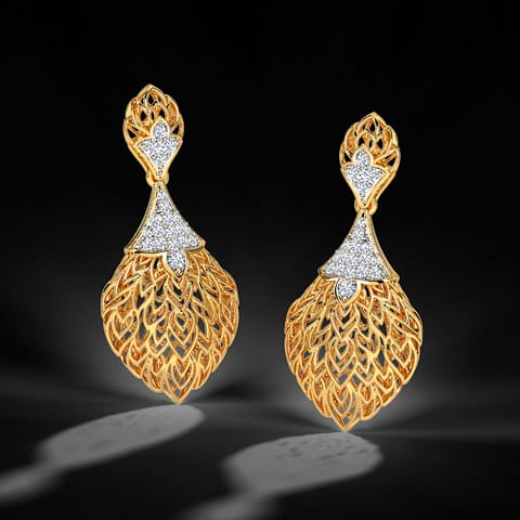 Batino Leaf Diamond Drop Earrings Batino Leaf Diamond Drop Earrings