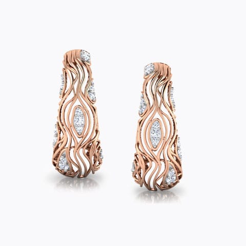 Batino Wood Grain Diamond Hoop Earrings