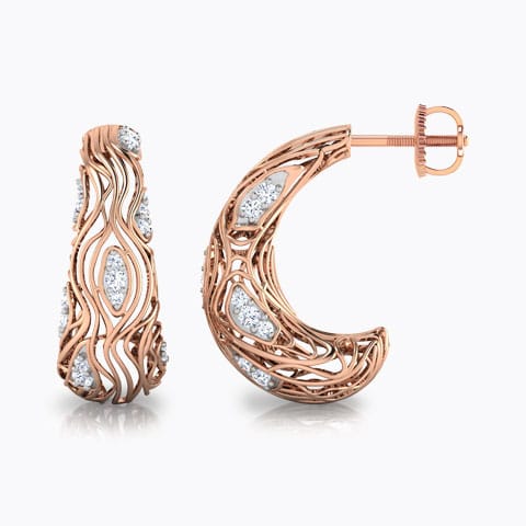 Batino Wood Grain Diamond Hoop Earrings