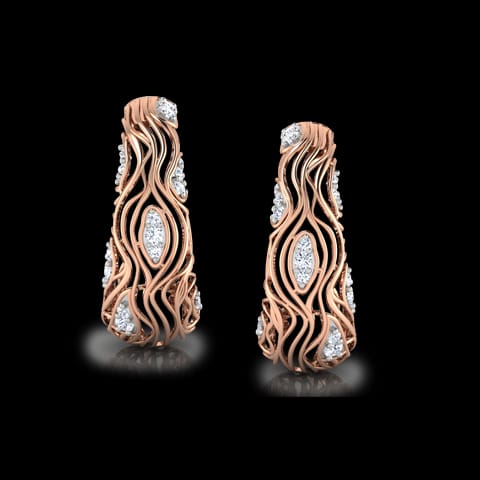 Batino Wood Grain Diamond Hoop Earrings