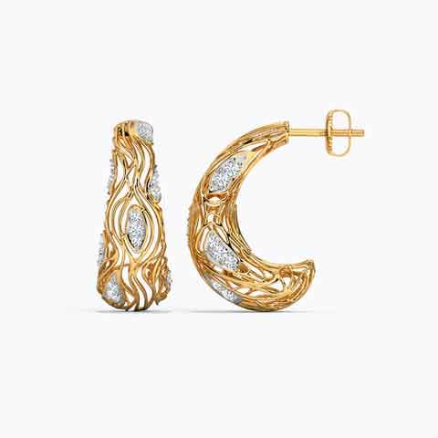 Batino Wood Grain Diamond Hoop Earrings Batino Wood Grain Diamond Hoop Earrings