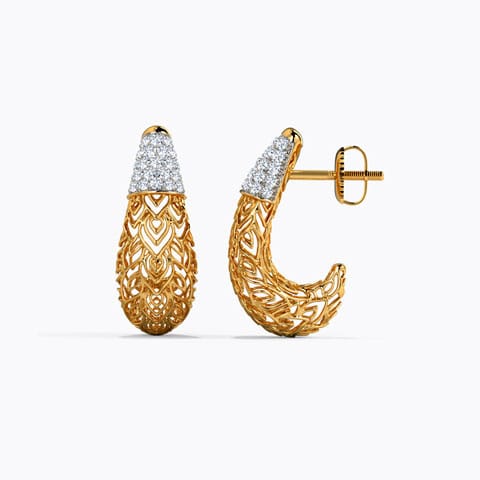 Bodhi Leaf Diamond Hoop Earrings Bodhi Leaf Diamond Hoop Earrings
