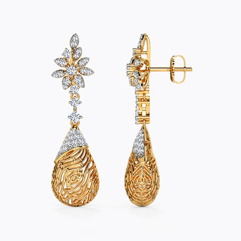 Alder Wood Grain Diamond Drop Earrings Alder Wood Grain Diamond Drop Earrings