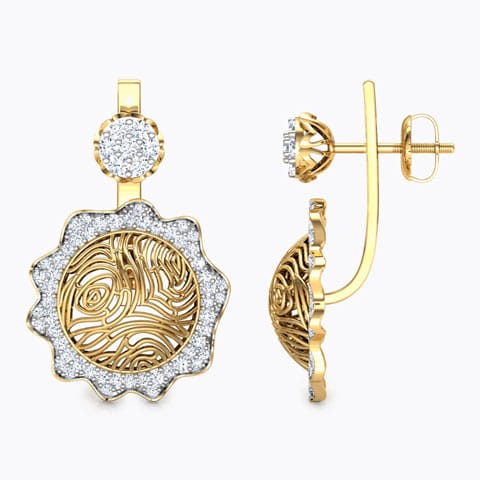 Ber Wood Grain Diamond Ear Jackets