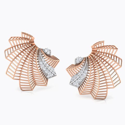 Tropical Palm Leaf Diamond Stud Earrings Tropical Palm Leaf Diamond Stud Earrings