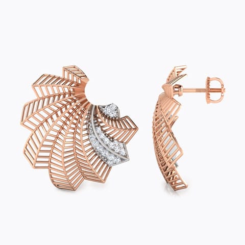 Tropical Palm Leaf Diamond Stud Earrings Tropical Palm Leaf Diamond Stud Earrings
