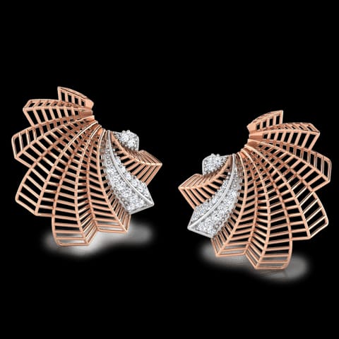 Tropical Palm Leaf Diamond Stud Earrings Tropical Palm Leaf Diamond Stud Earrings