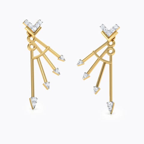Electric Arrow Diamond Ear Jackets Diamond Earrings 18 Karat Yellow Gold Electric Arrow Diamond Ear Jackets