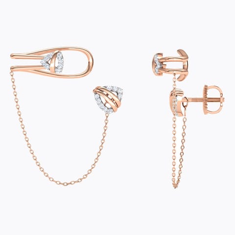 Trigon Chain Diamond Ear Cuffs