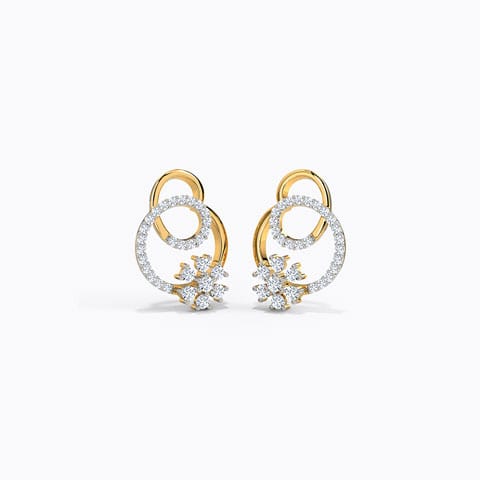Floret in Loop Diamond Stud Earrings