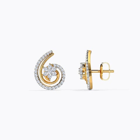 Blooming Scroll Diamond Stud Earrings Blooming Scroll Diamond Stud Earrings