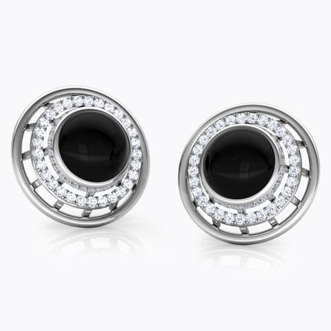 Eros Minaret Gemstone Stud Earrings Diamond,Gemstone Earrings 14 Karat White Gold Eros Minaret Gemstone Stud Earrings