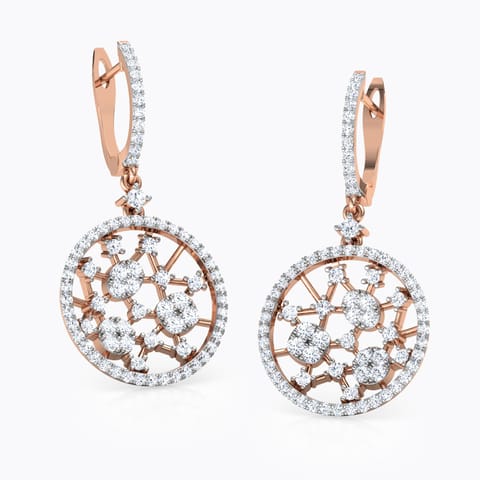 Round Lattice Diamond Drop Earrings Round Lattice Diamond Drop Earrings